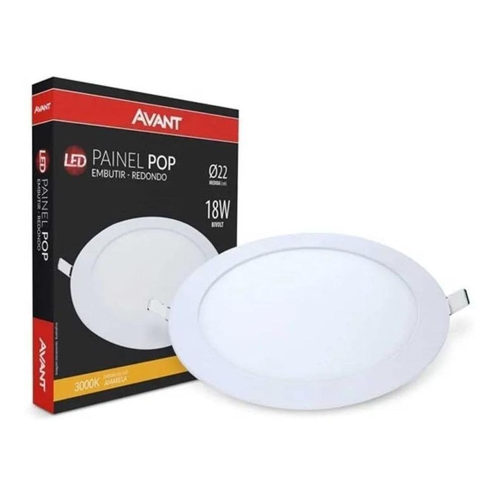 10X Plafon Redondo 18W Embutir 22X22 Led Avant - Cores