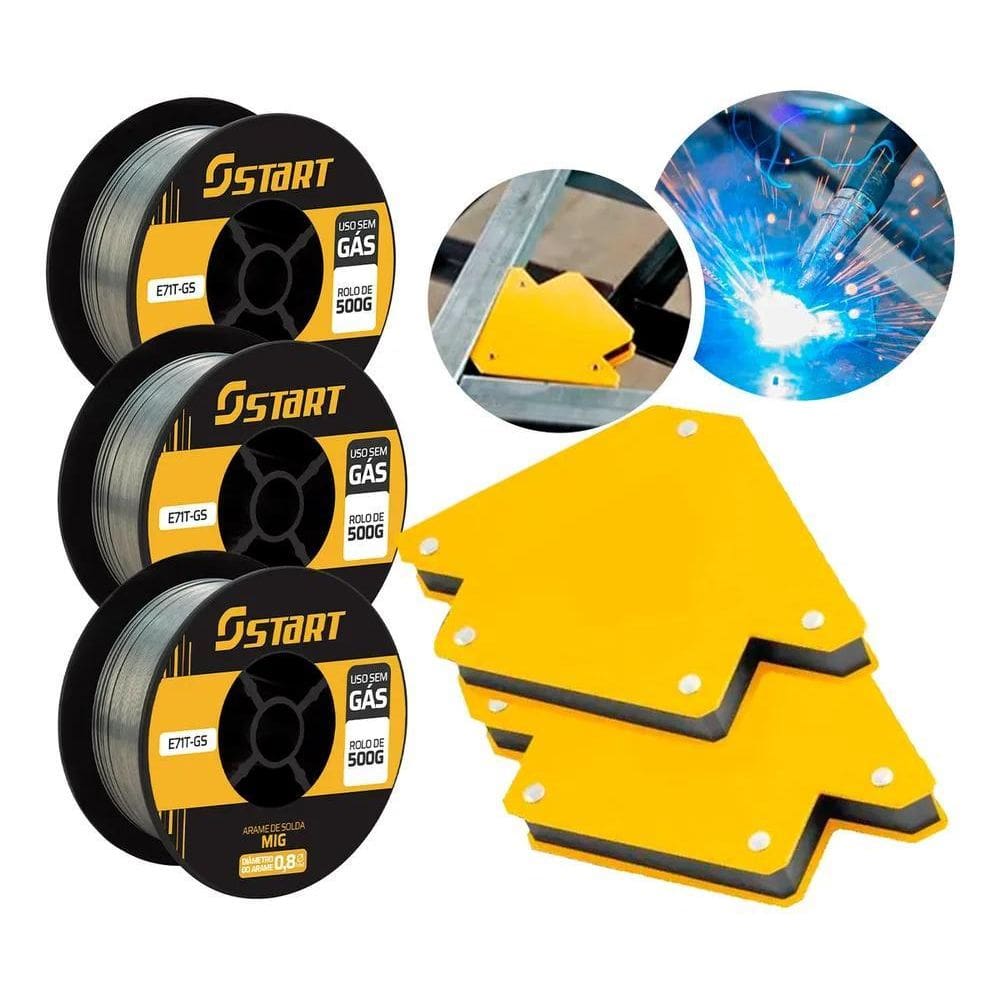 10X Kit 3 Arame Solda Mig Uso Sem Gás 0,8Mm 0.5Kg E71T-Gs S