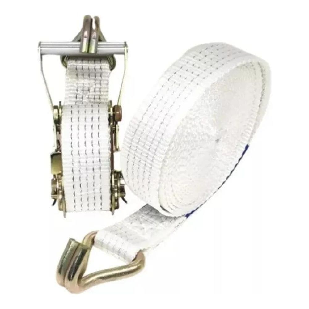 10X Kit Cinta E Catraca Amarração 5Ton Gancho J Cor Branco