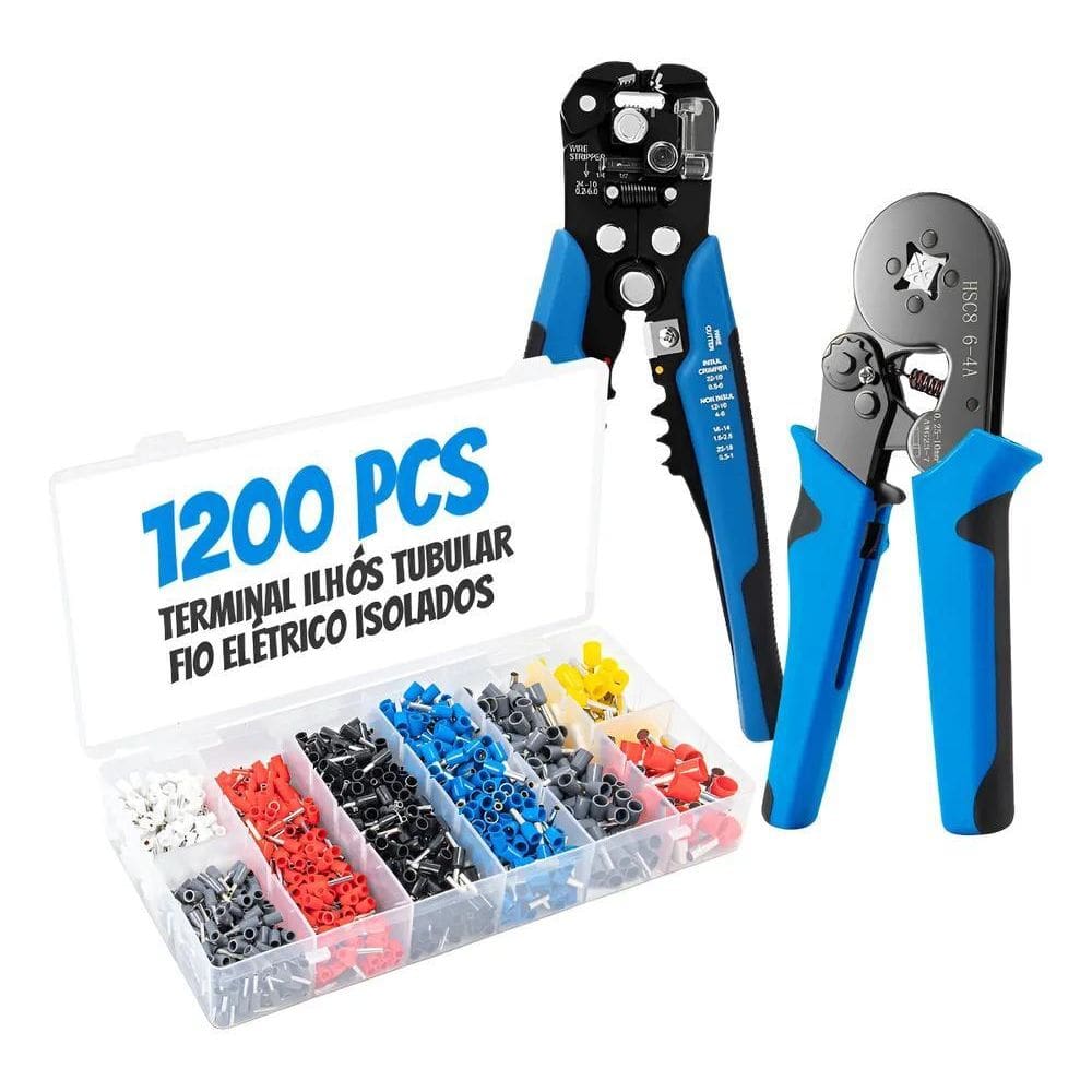 10X Kit Alicates Descascador + Crimpador + 1200 Terminais