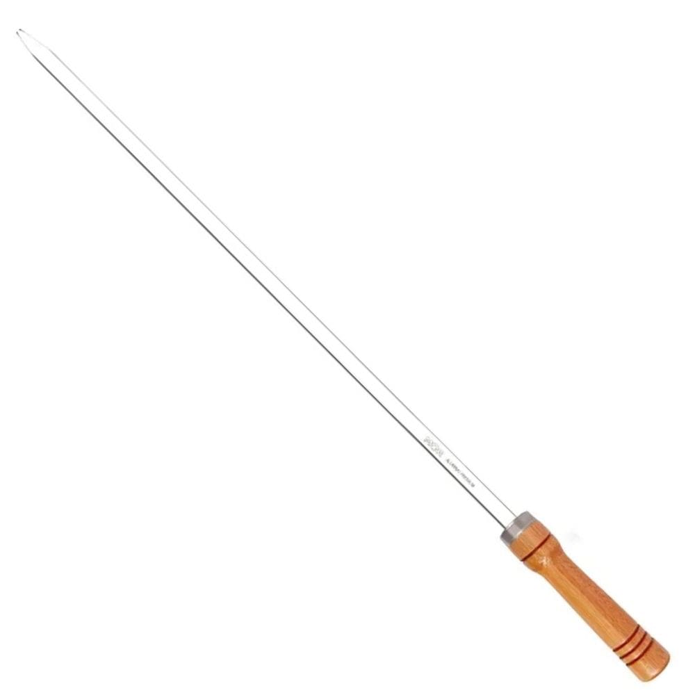 Espeto Simples Para Churrasco 70Cm Alumínio Cabo Madeira Mor