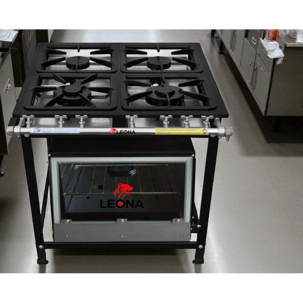 Fogão Industrial 4 Bocas 30x30 P7 com Forno Leona
