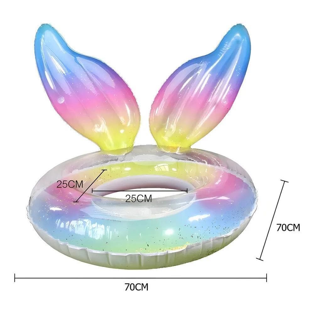 10X Boia Rabo Sereia Redonda Inflável Com Glitter Piscina Pr