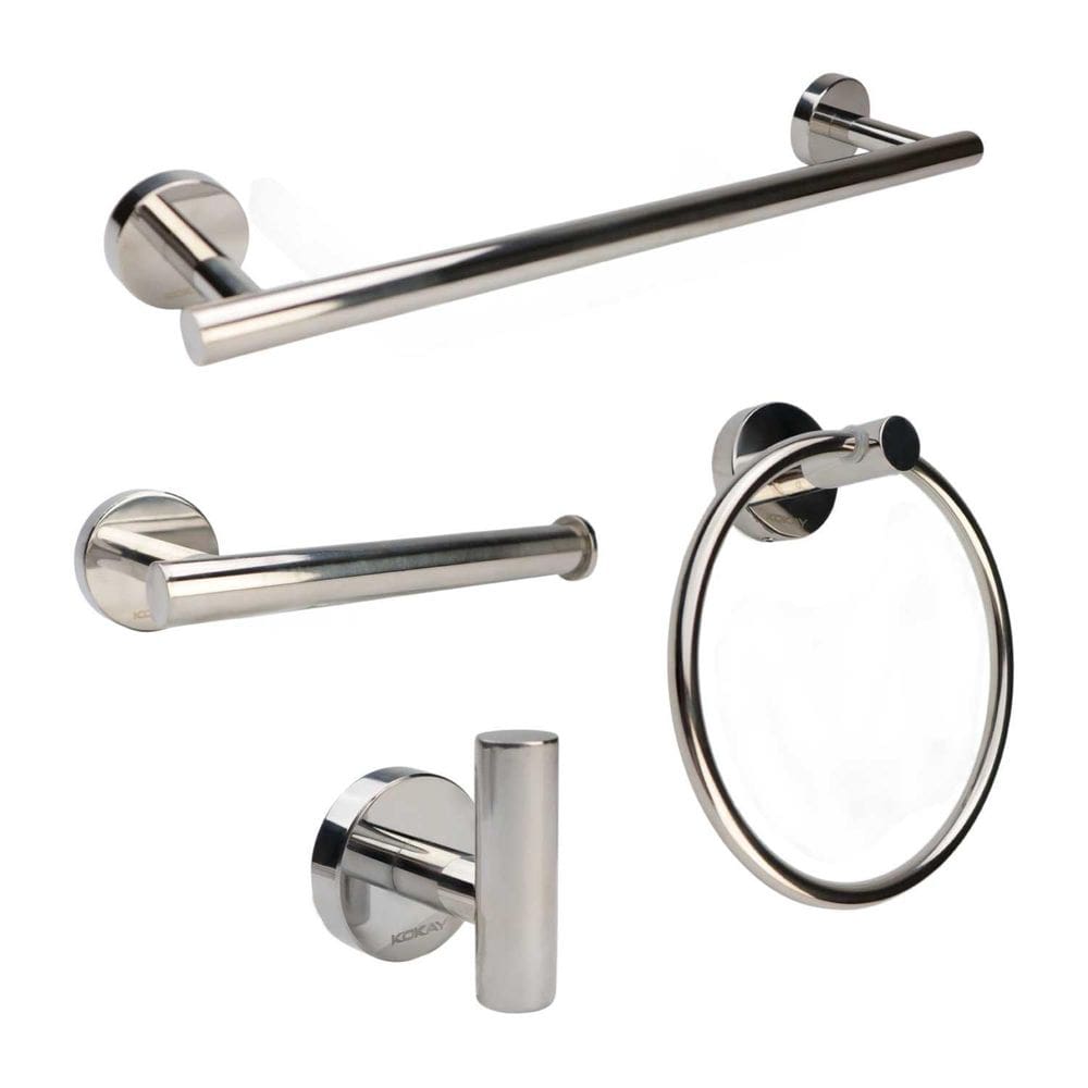 Kit Acessórios 4Pcs Para Banheiro Lavabo Aço Inox Cromado