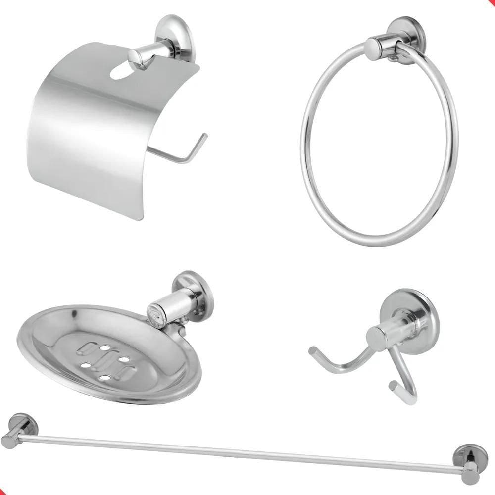 10X Kit De Acessórios Para Banheiro Lavabo Aço Inox 05 Peça