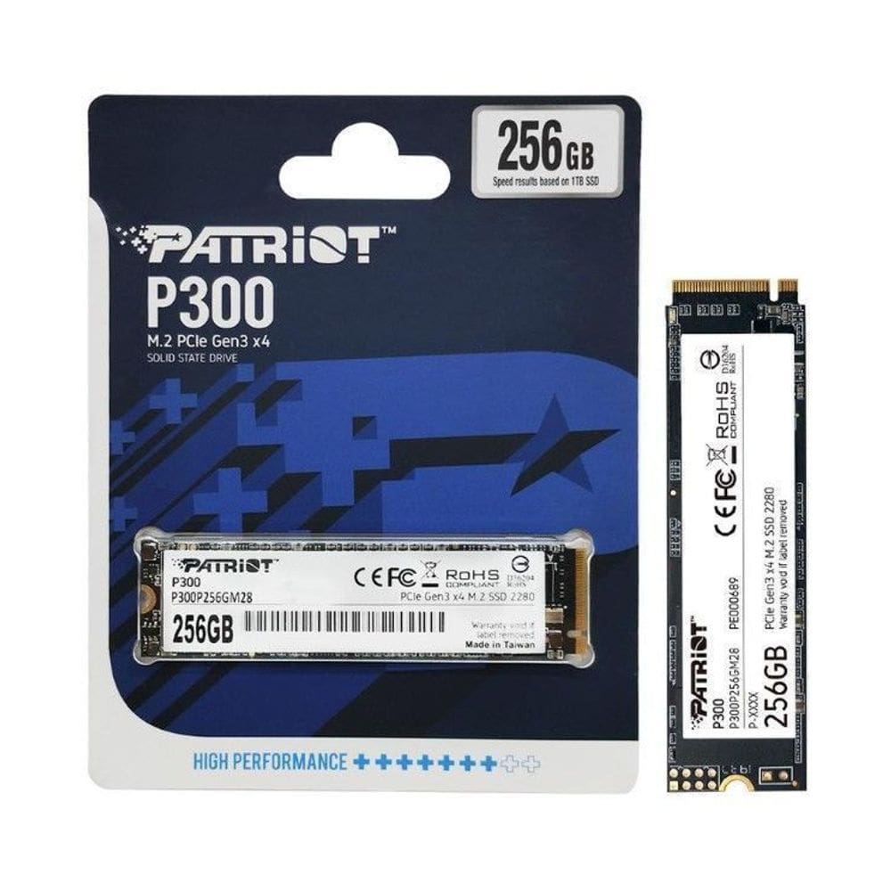 SSD Patriot P300 256GB M.2 2280 Pcie 3x4 NVMe Leitura 1700MB/s E Grav 1100MB/s - P300P256GM28