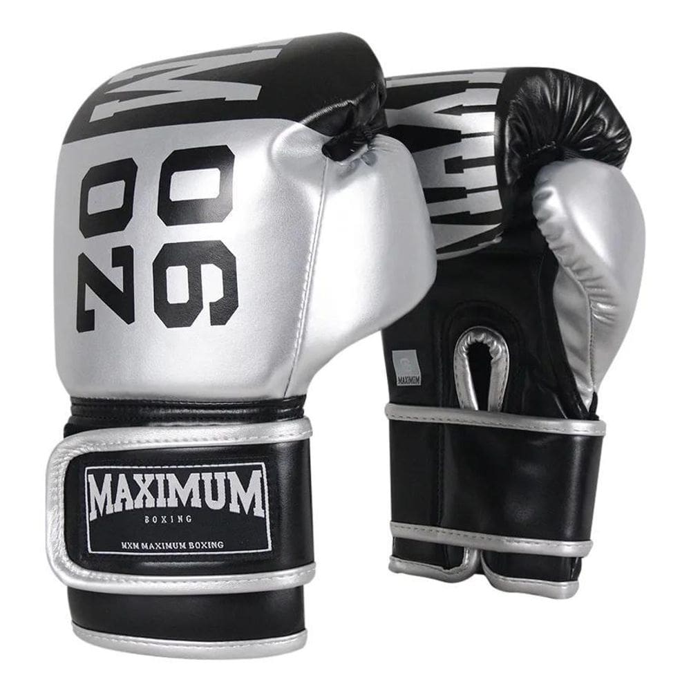 Luva De Boxe E Muay Thai Maximum Oz Cor Preto/Prata