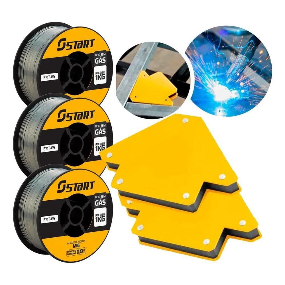 10X Kit 3 Arame Solda Mig Uso Sem Gás 0,8Mm 1Kg E71T-Gs Sta