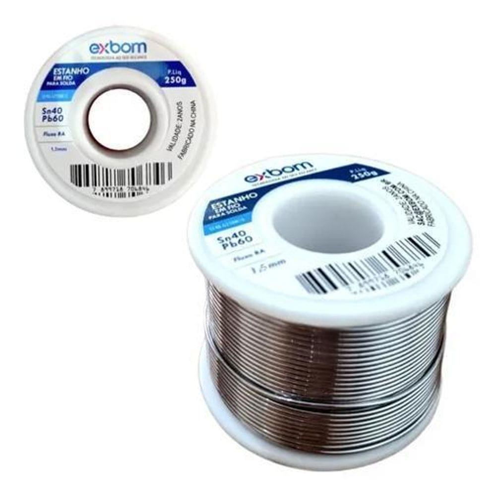 10X Solda Estanho Fio 1Mm 40X60 Sn40 Pb60 Com Fluxo Ra Rolo
