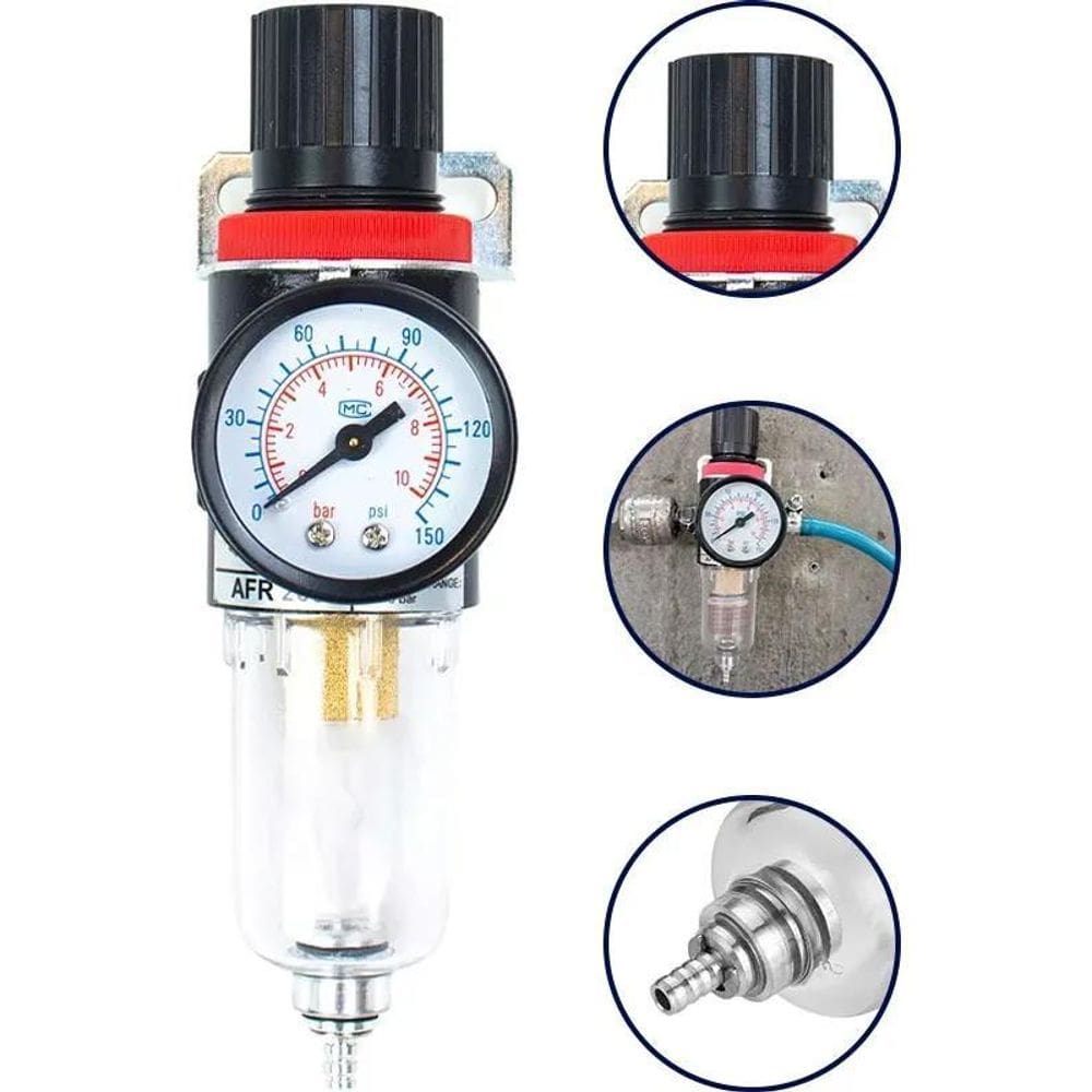 10X Filtro Ar 1/4 Eliminador De Água Suporte Pressão Compre