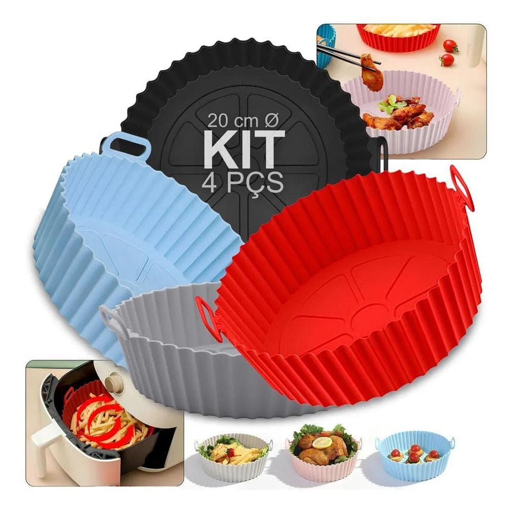 10X Kit 4 Forro Air Fryer De Silicone Reutilizável Antiader