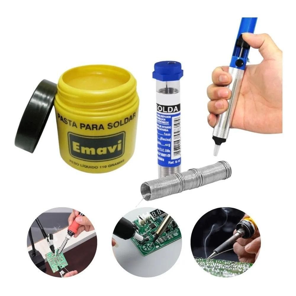 10X Kit Pasta De Solda Estanho Sugador Acessorios Ferro De