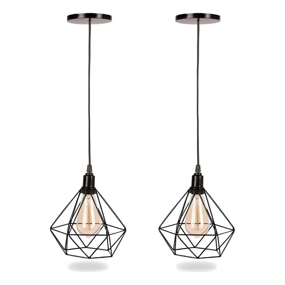 10X Kit 2 Pendentes Luminaria Diamante Aramado Cabo Regulav