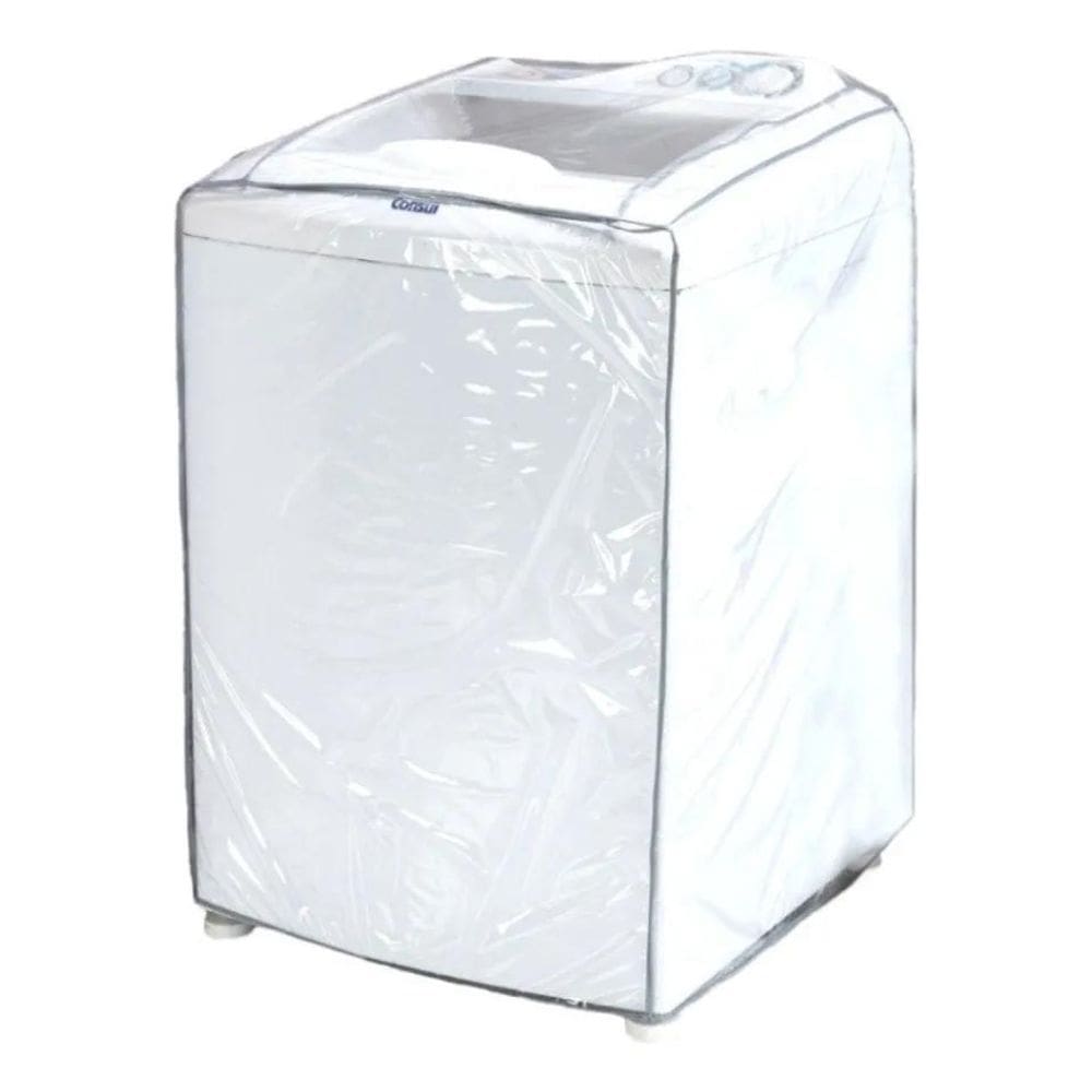 10X Capa Máquina De Lavar Roupas Pvc Transparente G 12Kg À