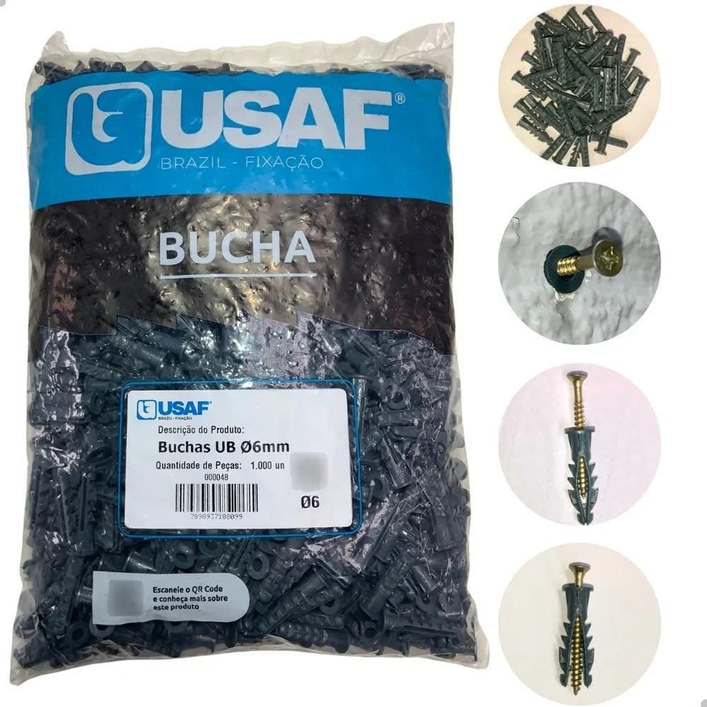 10X Bucha Sem Parafuso Com Aba Anel 6Mm Com 1000 Peças