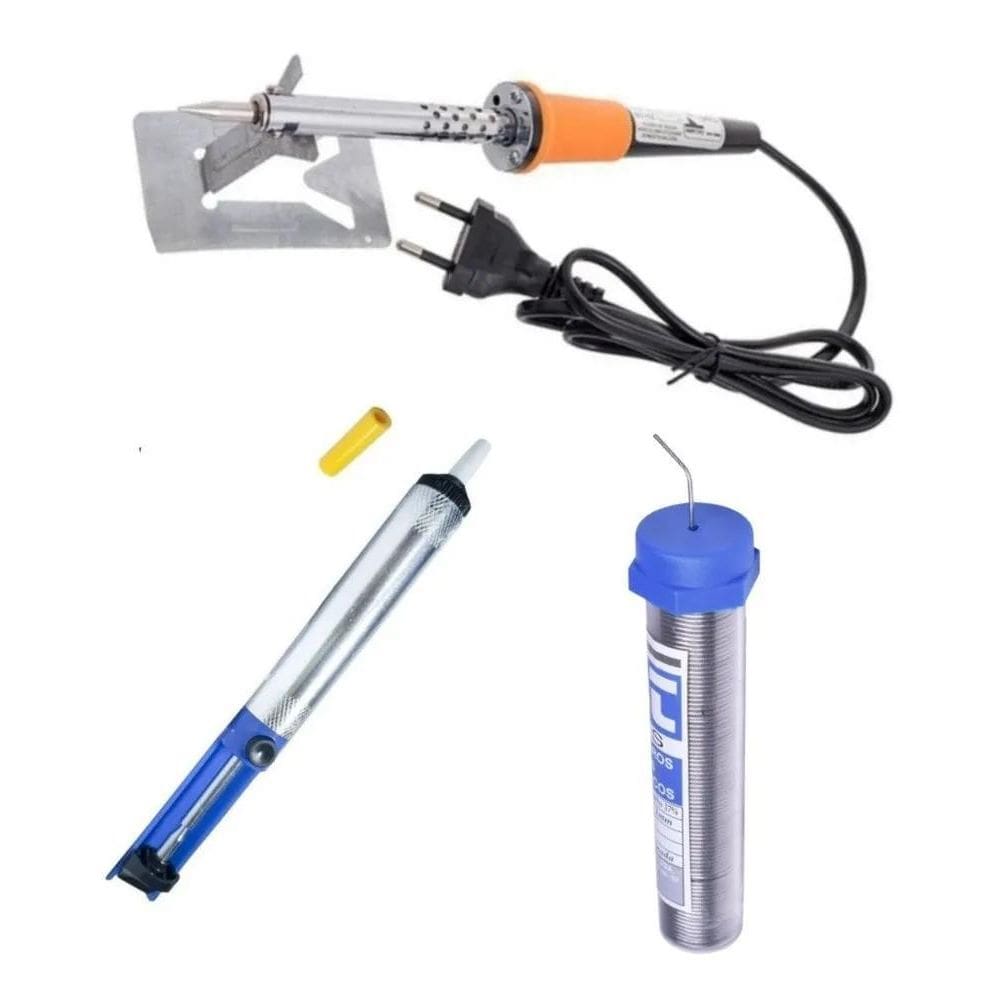 10X Kit Ferro De Solda Soldador 60W Com Tubo Estanho E Suga