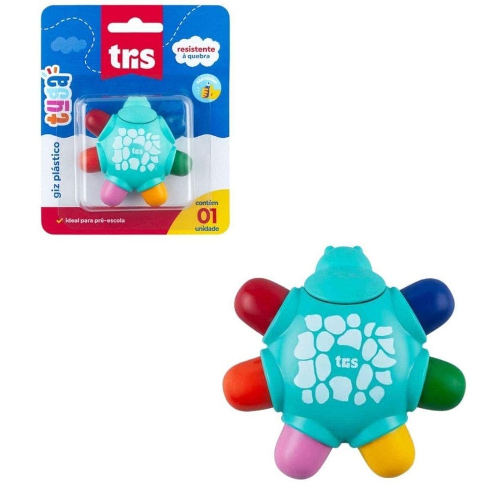 Giz Plástico Tuga - Resistente À Quebra - 6 Cores - Tris