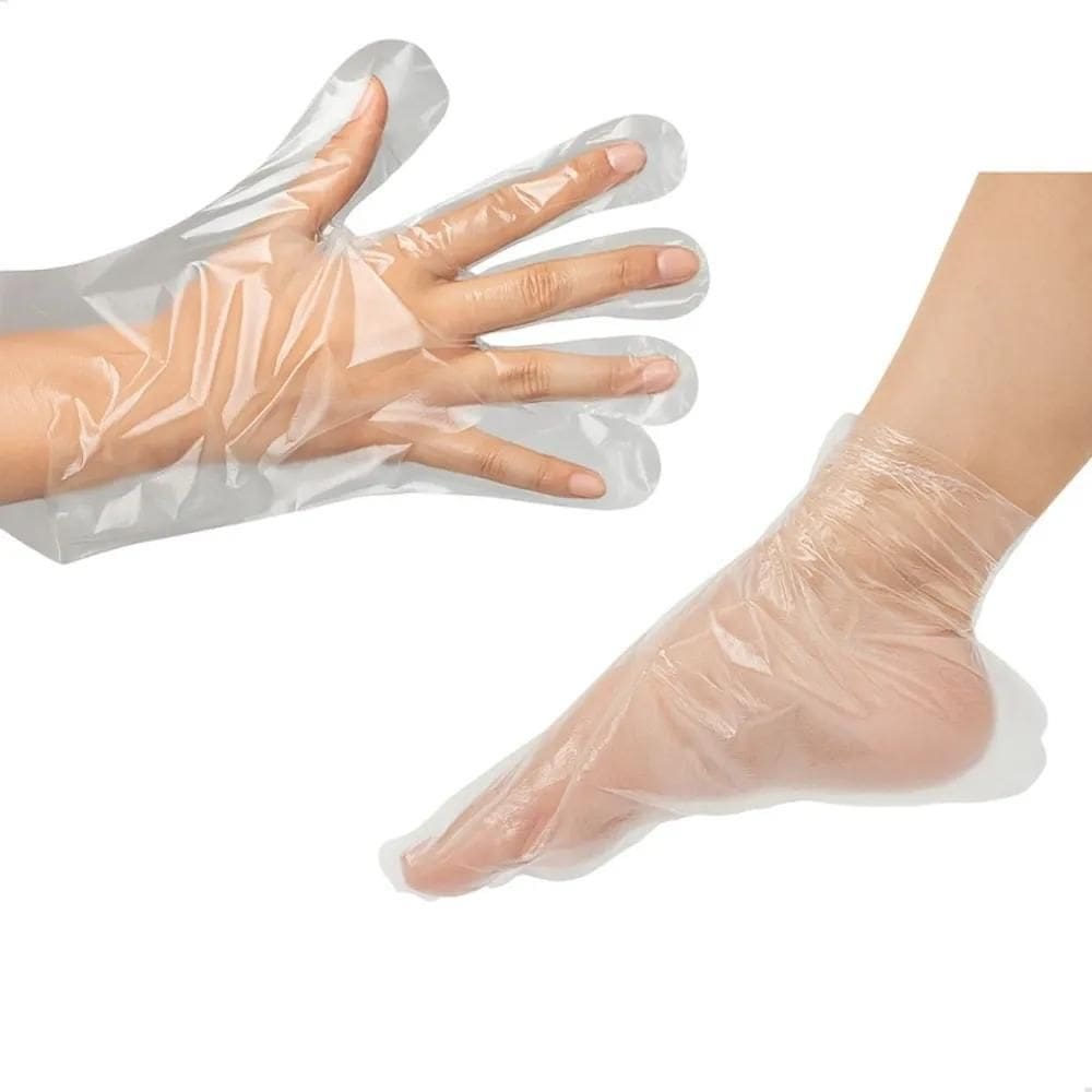 10X Kit 500 Botas + 500 Luvas Plásticas Descartável Salão F