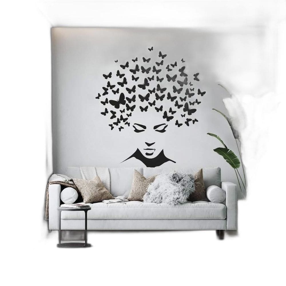 Adesivo De Parede Mulher E Borboletas