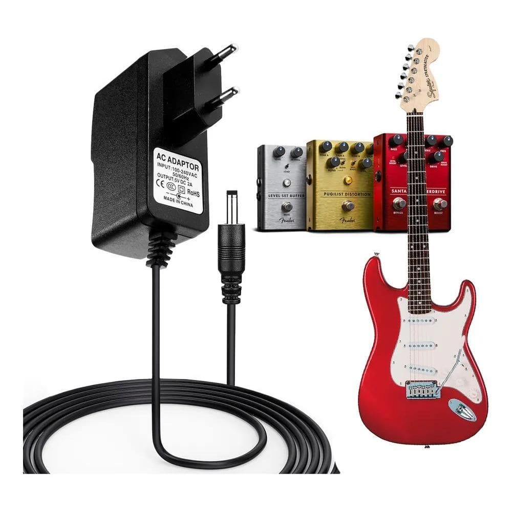 10X Fonte 9V 1A Para Pedais Negativo No Centro, Sem Ruídos