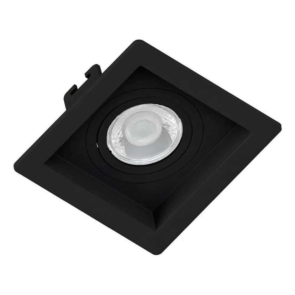 10X Spot Embutir Quadrado Recuado Preto Save Energy Par20 C