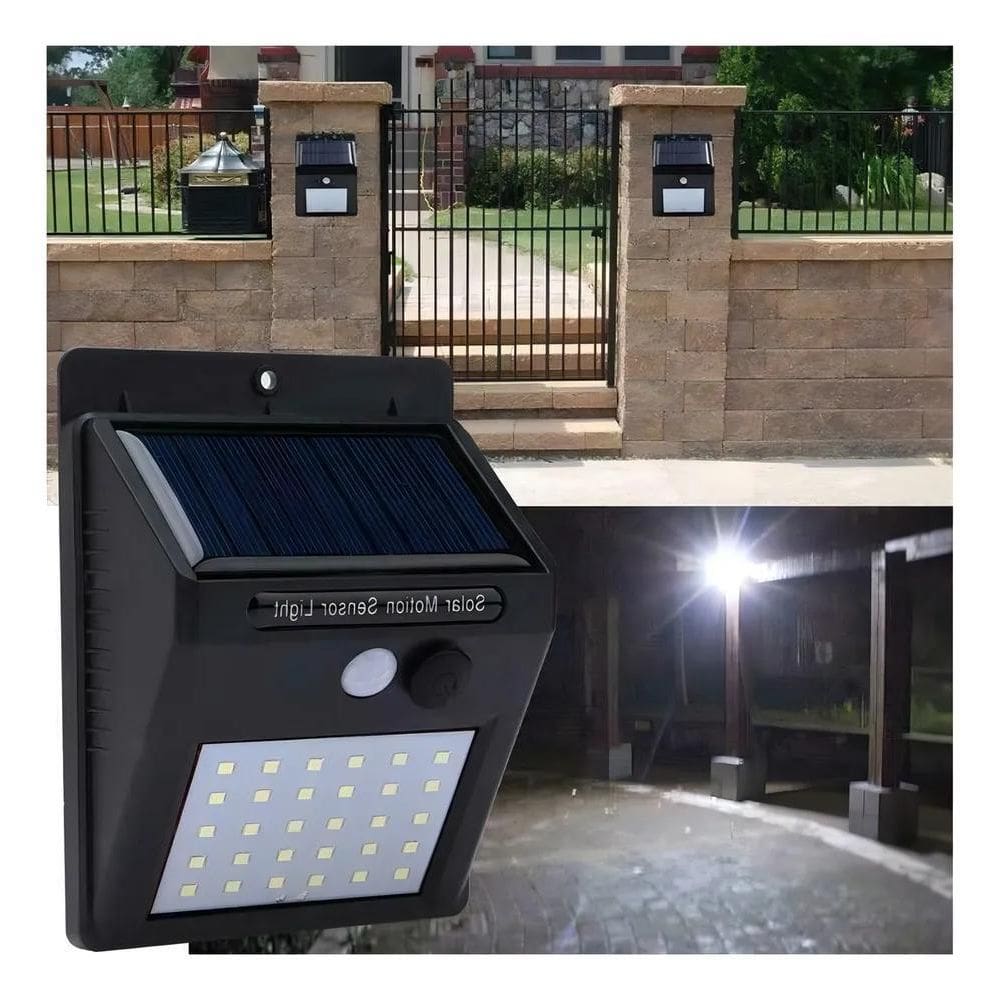 10X Luminária Led Arandela Solar 30 Leds Com Sensor De Pres