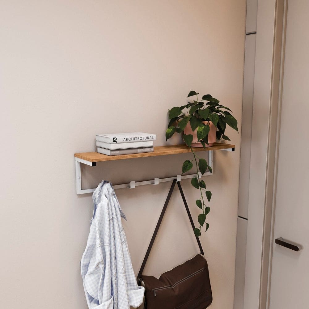 Cabideiro de Parede Kappesberg Industrial Canela/Branco