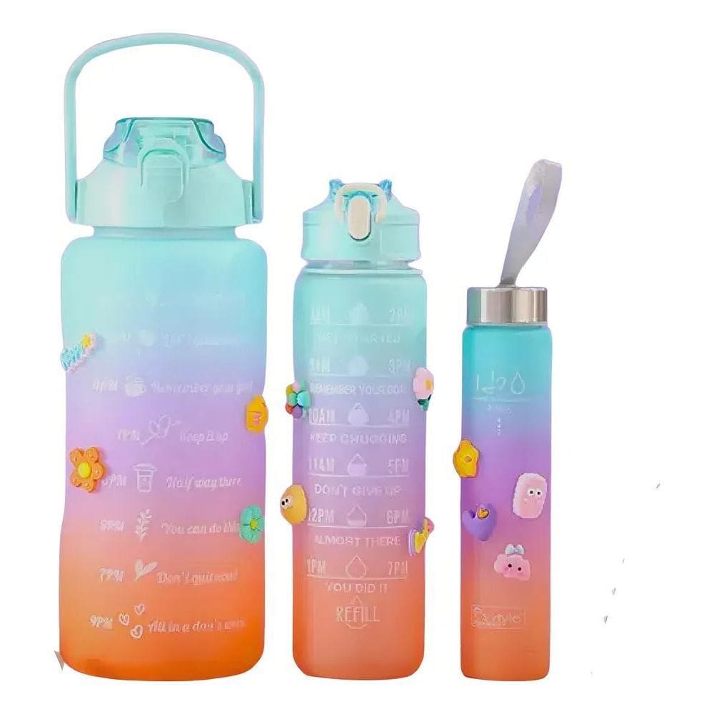 10X Squeeze 3 Garrafa Água Academia 2000 900 E 300Ml Conjun