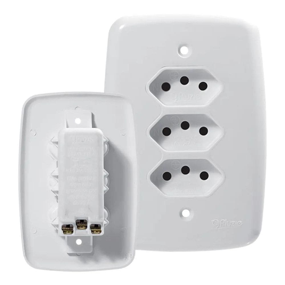 10X Tomada Tripla 10A Monobloco Linha Fácil Ideale Pluzie C