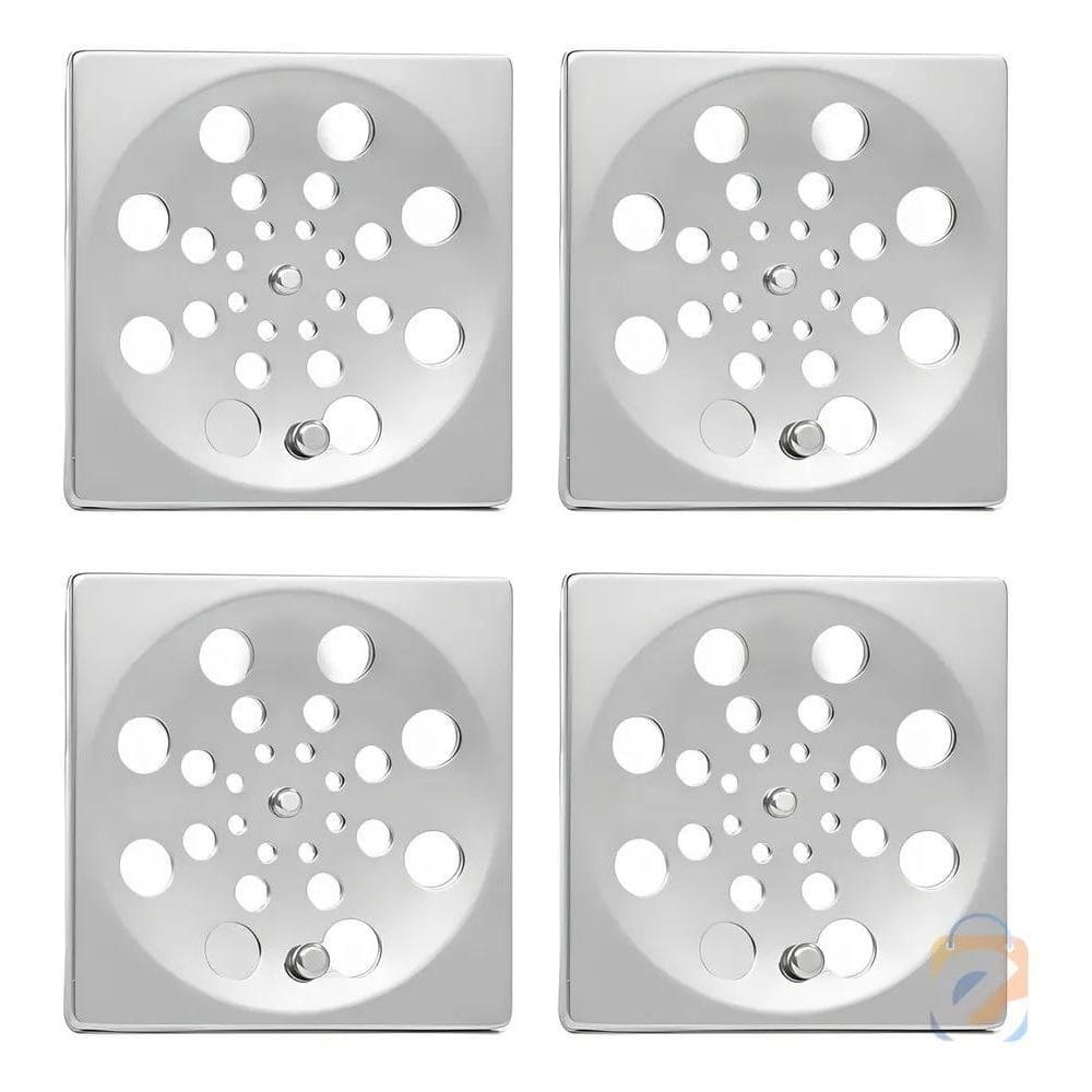 10X Ralo Grelha 10X10 Quadrada Em Aço Inox Com Fecho Rotati