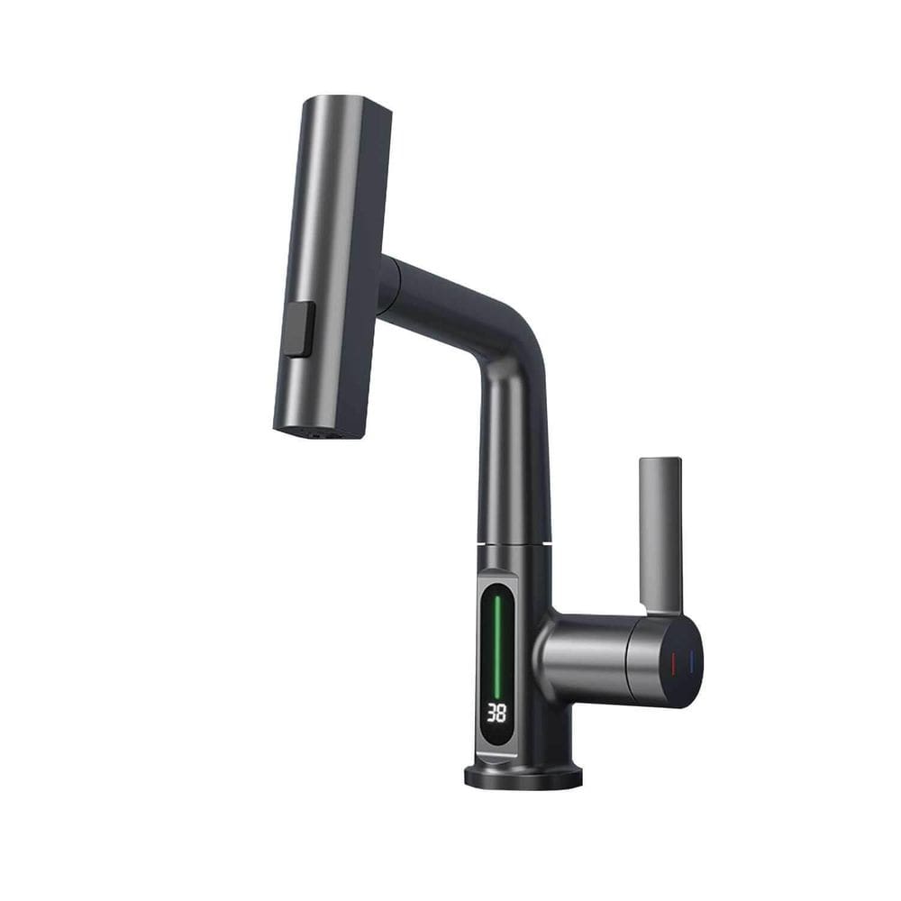 Torneira Inteligente Display De Temperatura Banheiro Cinza