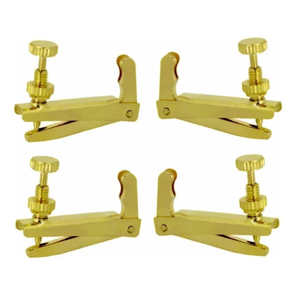 10X Micro Afinador Para Violino 3/4 E 4/4 Fixo Dourado Kit 4