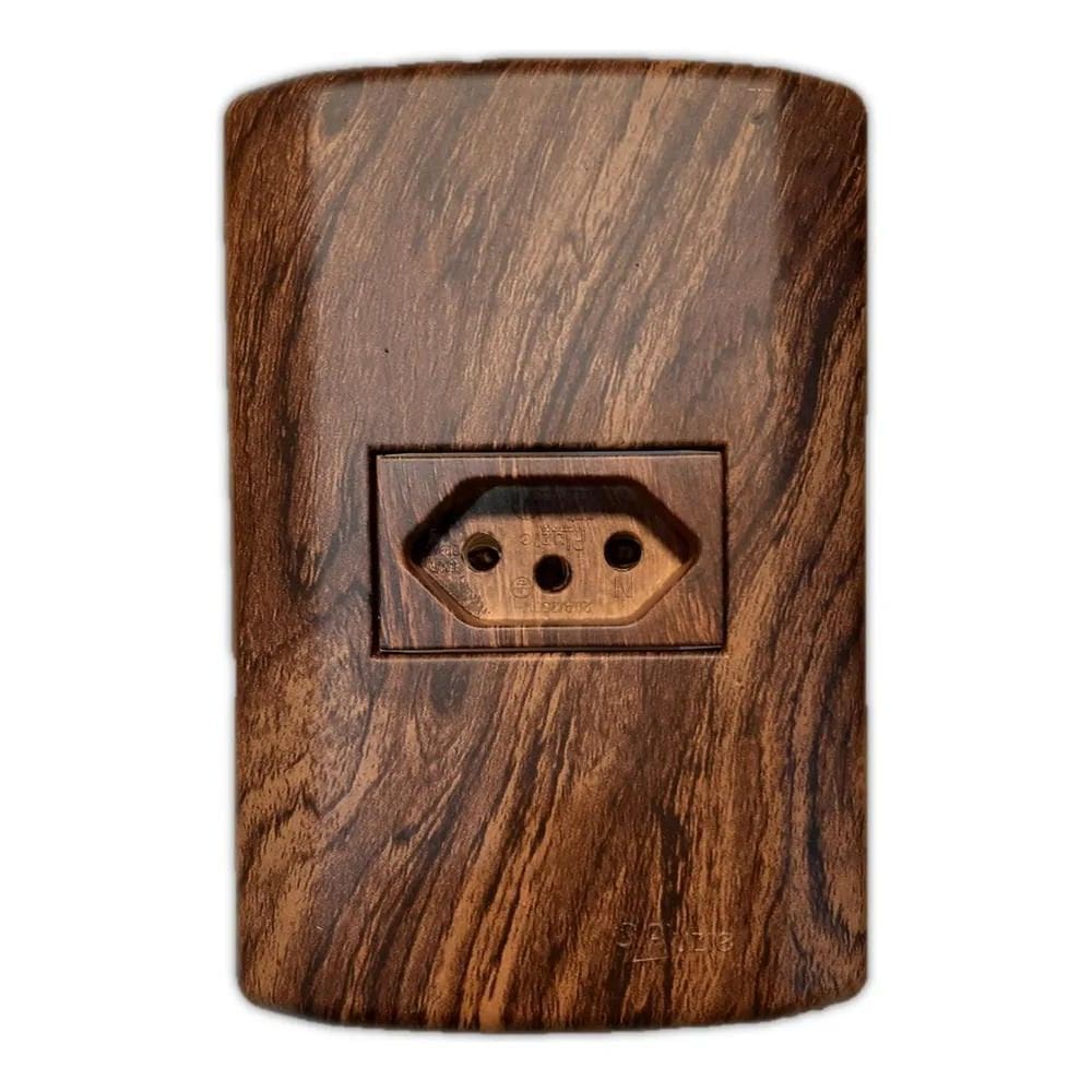 10X Tomada 10A Rústico Estilo Madeira Imbuia Fosco Pluzie 4