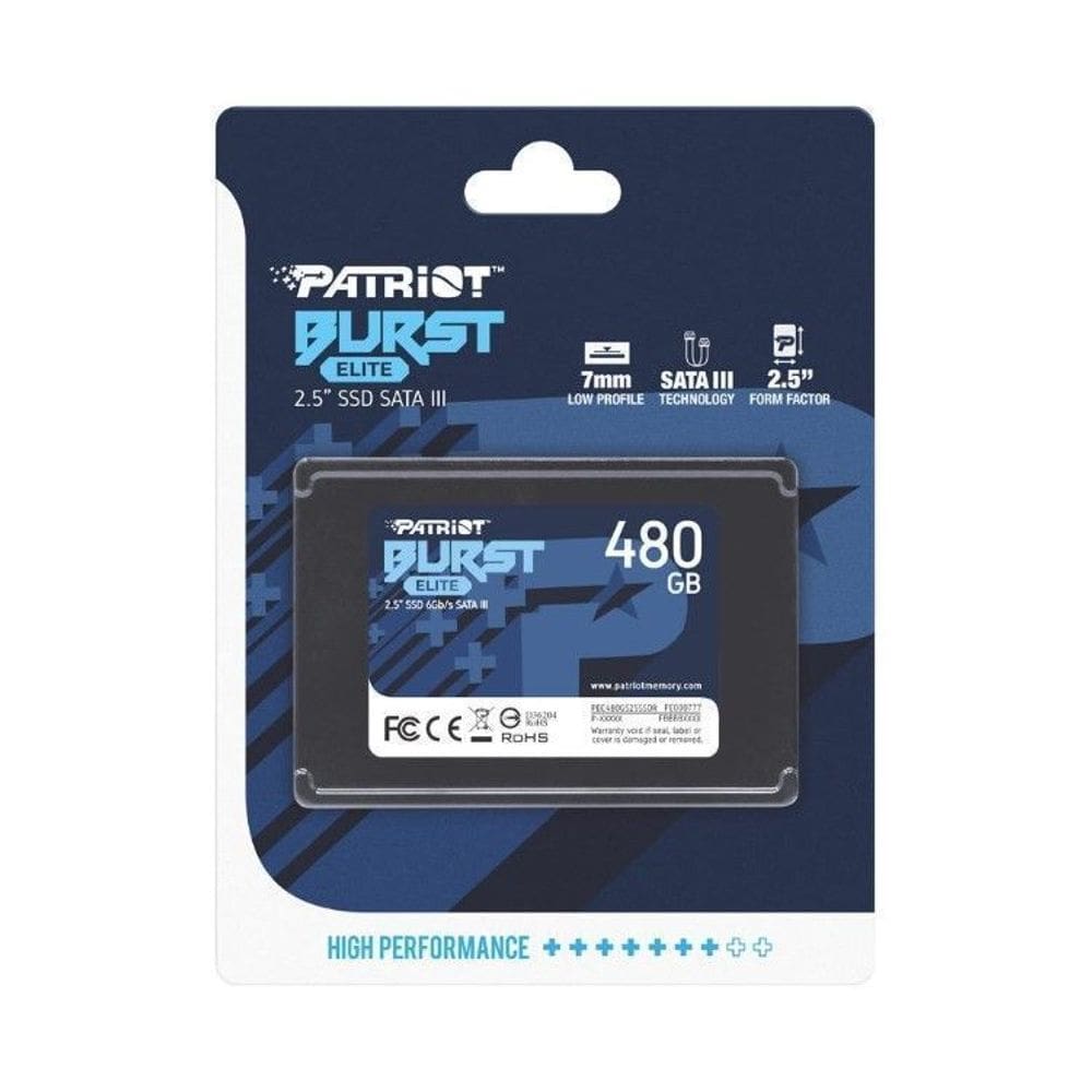 SSD 480 GB Patriot Burst Elite  Sata III  Leitura 450MB/s e Gravação 320MB/s - PBE480GS25SSDR