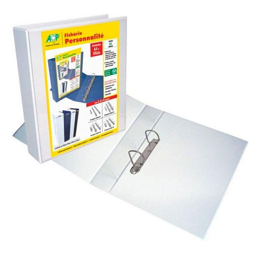 Fichário revestido cristal oficio branco 75mm ACP