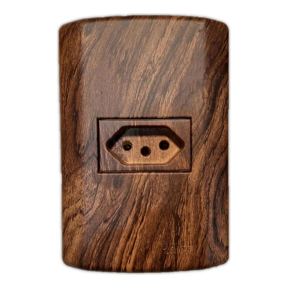 10X Tomada 20A Pluzie Modular Rústico Imbuia Estilo Madeira