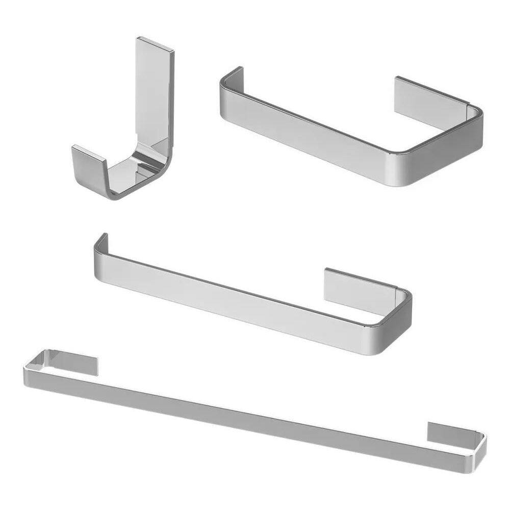 10X Kit Acessorios Para Banheiro Hope Metais Quadrado 4 Peç