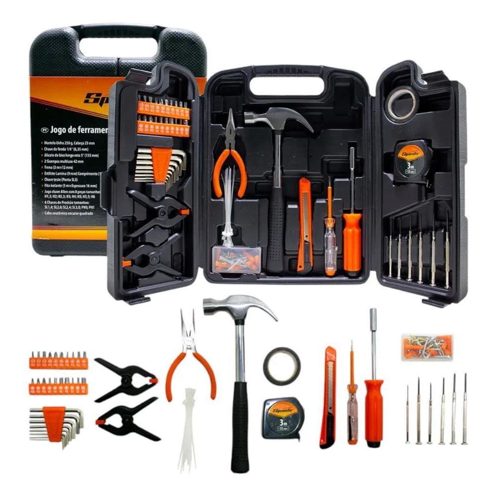 10X Kit Jogo De Ferramentas 129 Peças + Maleta Sparta