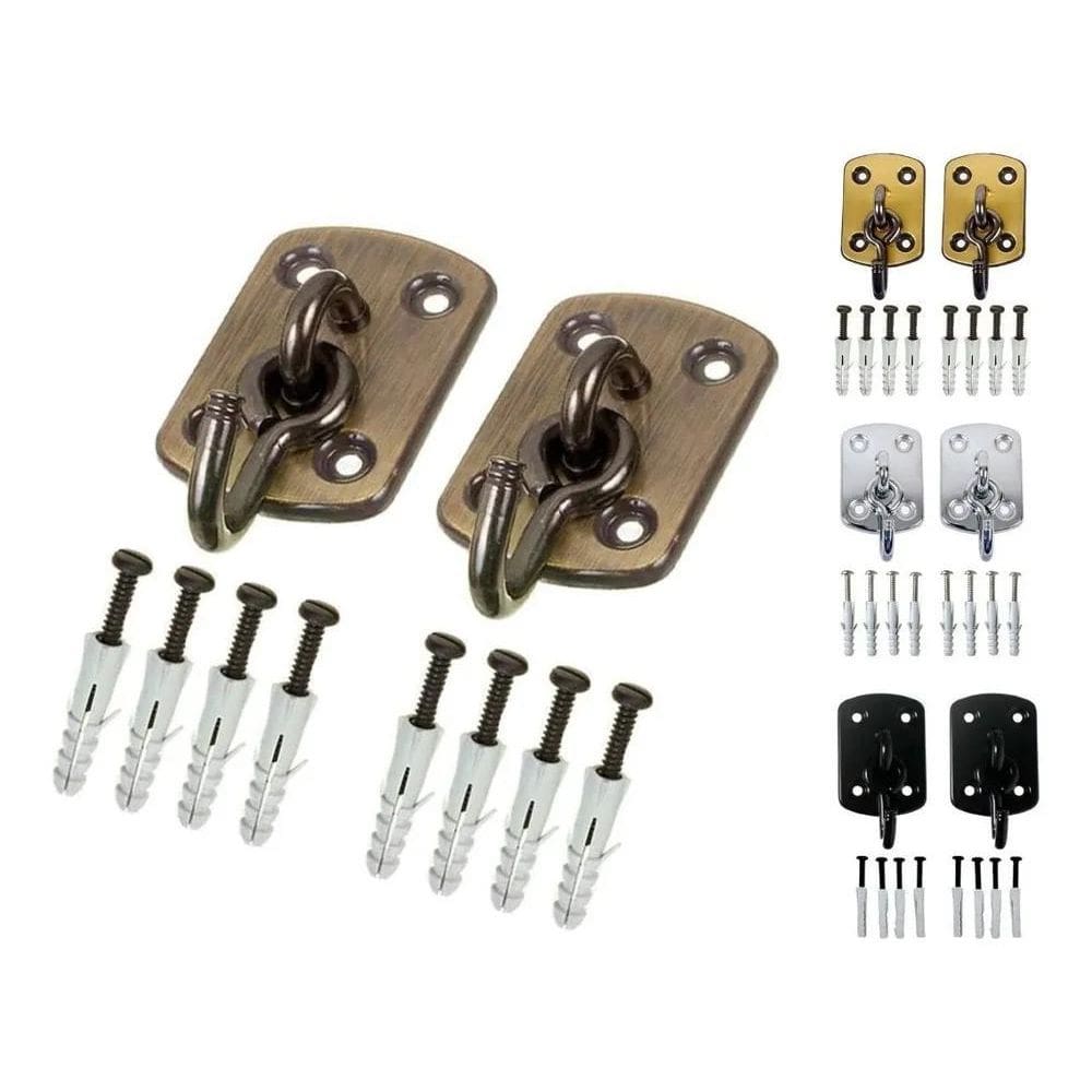 10X Gancho De Rede Armador Aço Para Rede Dormir - 1 Par