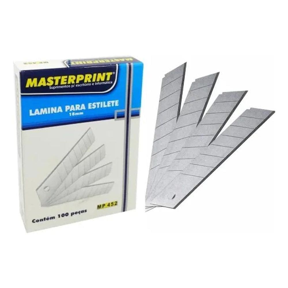 10X Lâmina Para Estilete Largo 18Mm - Contém 100 Pçs Atacad