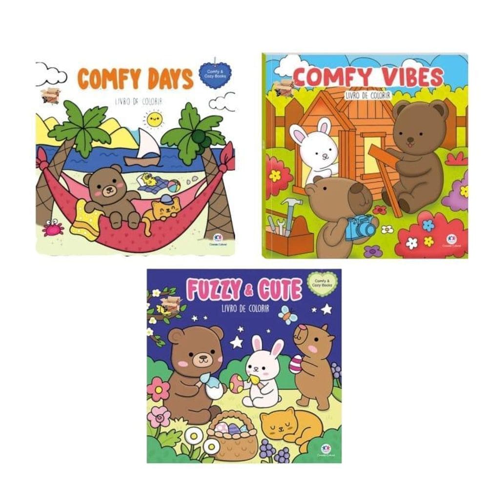 Kit 3 Livros Infantil Comfy & Cozy Books Colorir E Relaxar