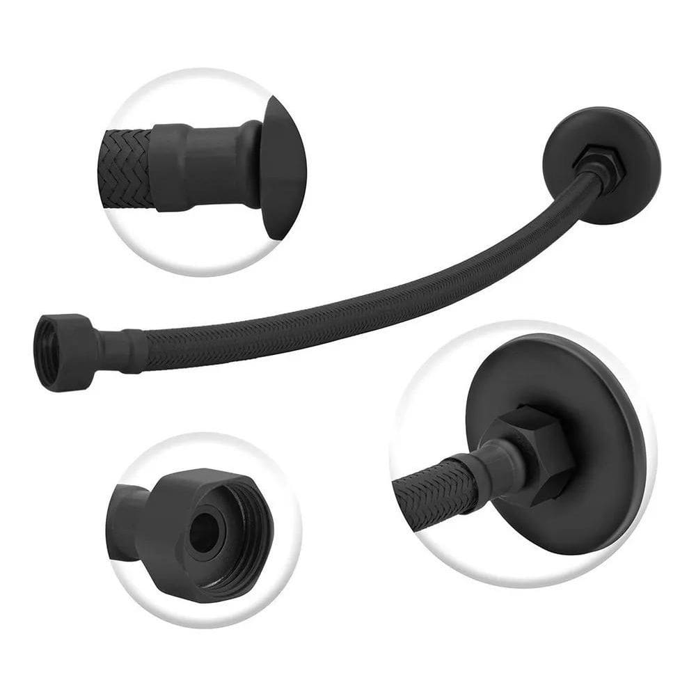 10X Engate Mangueira Flexível Preto/Black Trançado Aço Inox