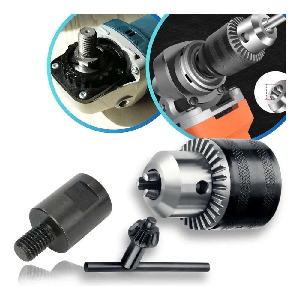 10X Mandril Com Chave + Conector Mandril Conversor Adaptado