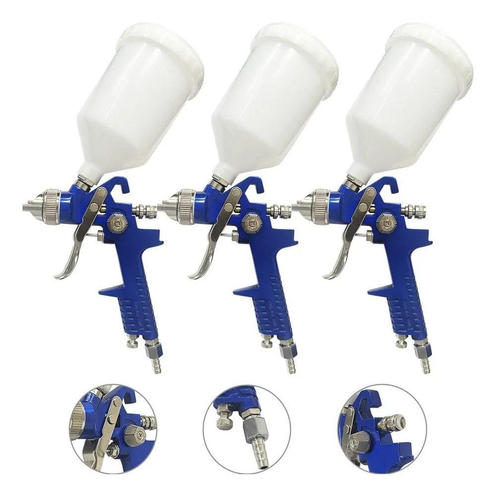 10X Pistola De Pintura Hvlp 827 Bico 1.4Mm Kit Com 3 Wwsold