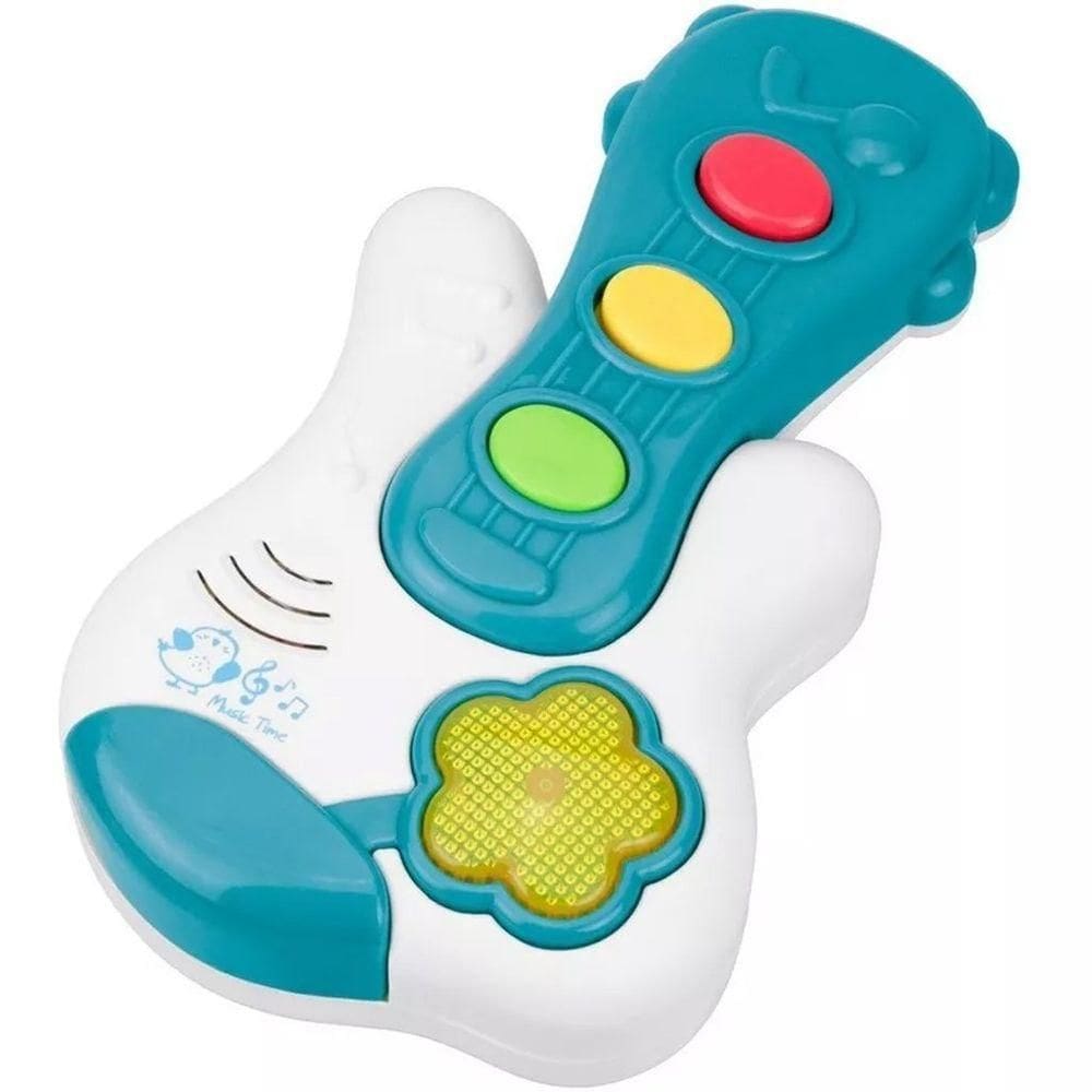 Brinquedo Guitarra Com Luz E Música Para Bebês 17x10x4cm Branco