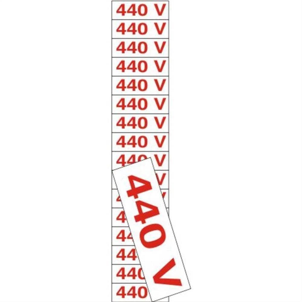 16 Placas De Poliestireno Auto-adesiva 4x1.5cm 440 V - 200 Bb - Sinalize Placa Poliest 440volts C-16pcs 4x1,5cm 200bb