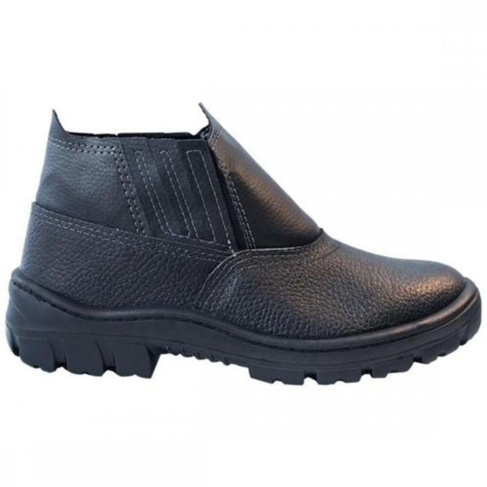 Botina Couro Preto Elástico Sem Bico N°43 - 017832 - Imbiseg Botina Couro Preto Elastico Sem Bico Nº43 Imbiseg