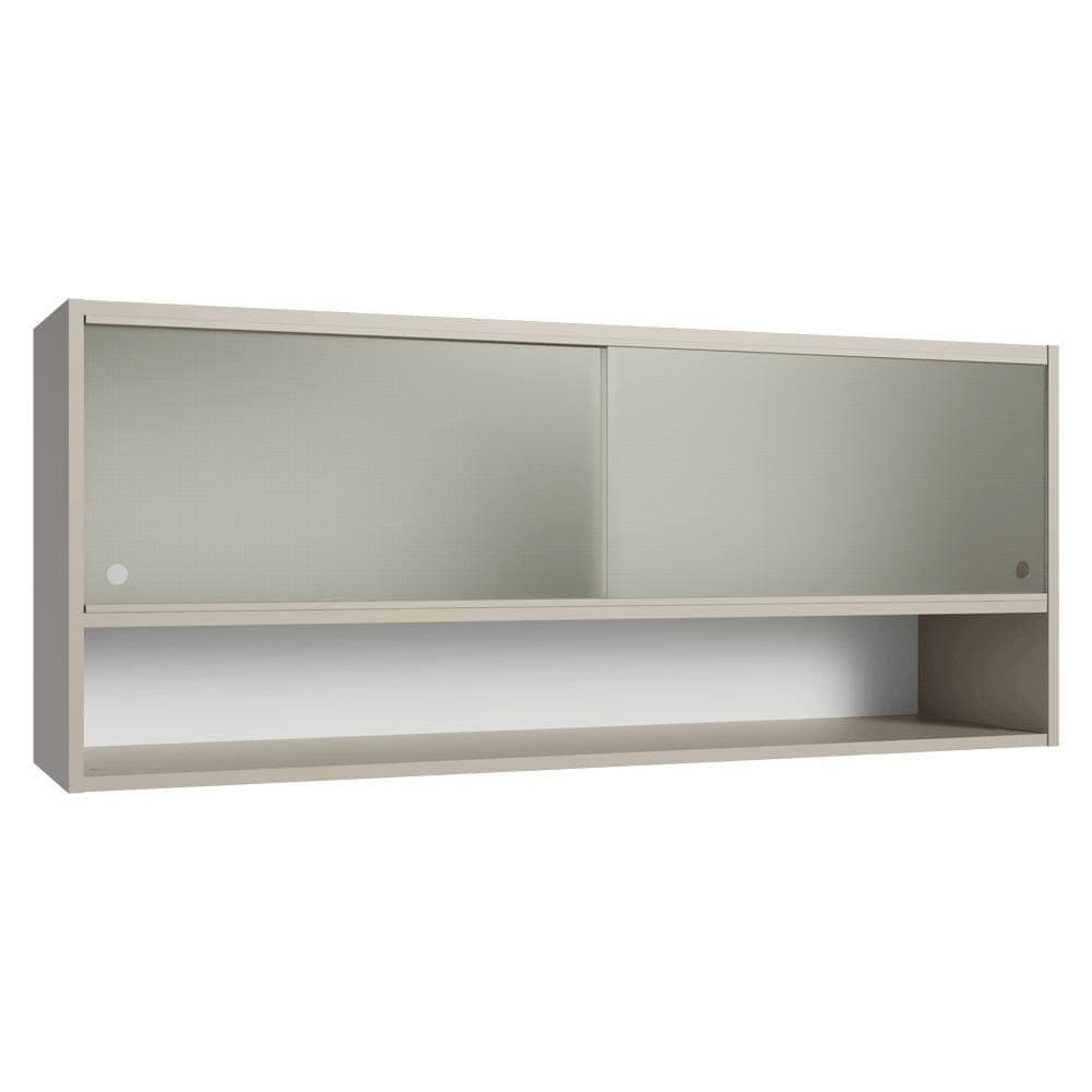 Armário Aéreo 2 Portas De Correr De Vidro Pontilhado E 1 Nicho Nice Madesa Crema