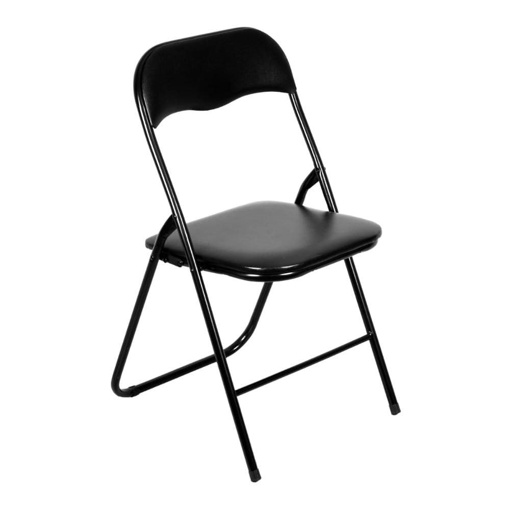 Cadeira Lena Dobrável em Aço Assento e Encosto Acolchoado Preta Or Design