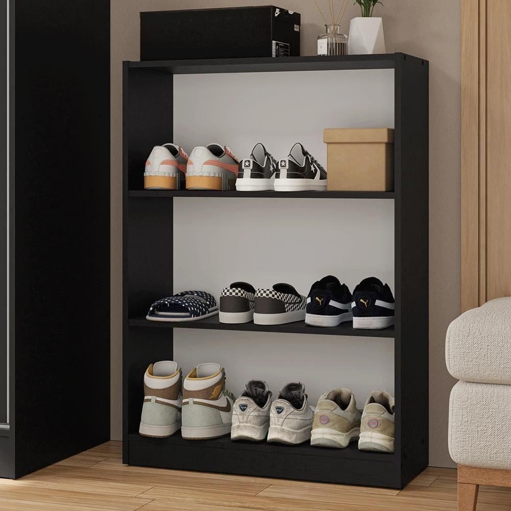 Estante Sapateira 3 Prateleiras Sem Portas Preto Madesa